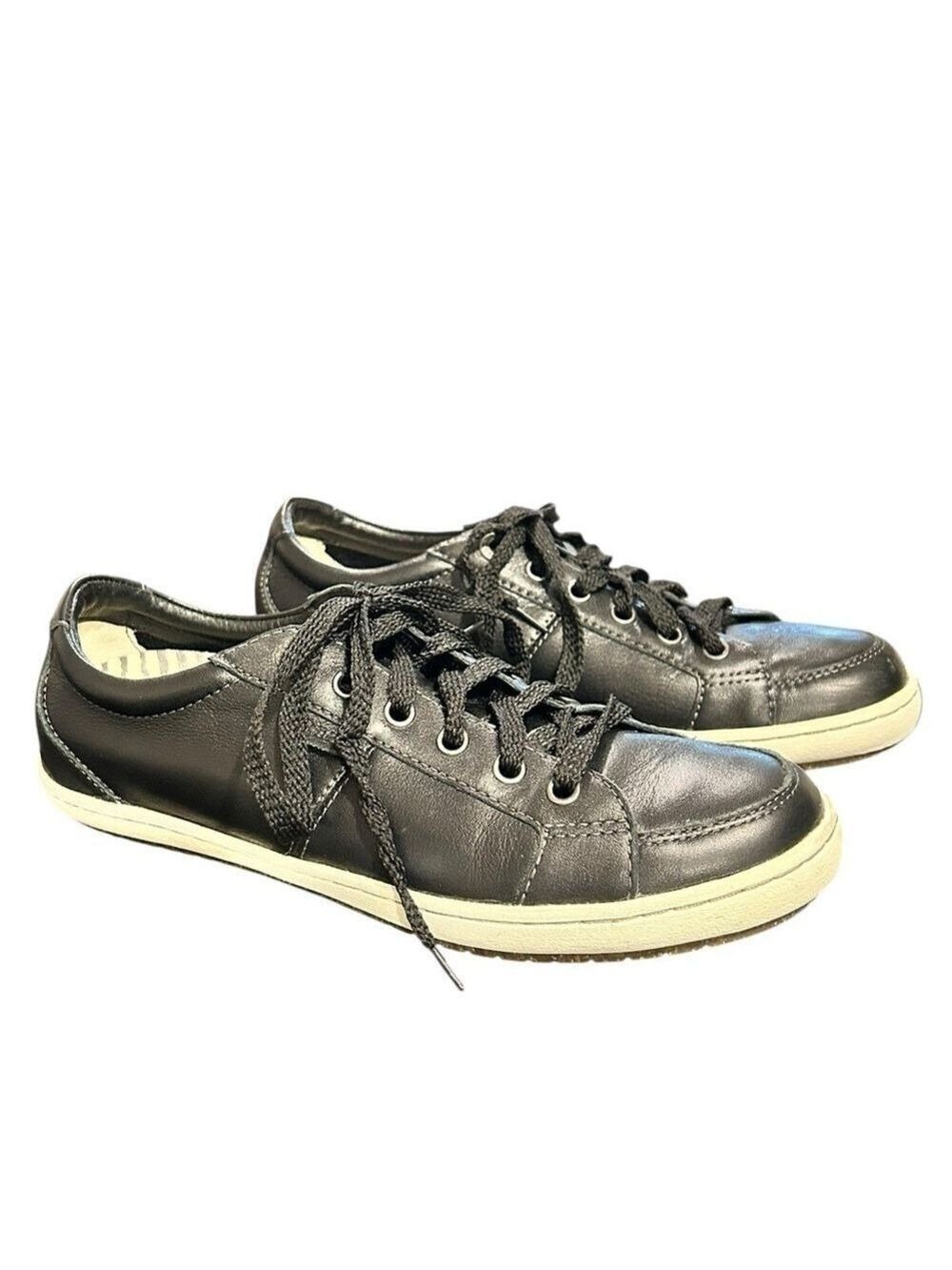 TAOS FOOTWEAR Onward Black Leather Sneakers Brown Women’s Size 9 VGC